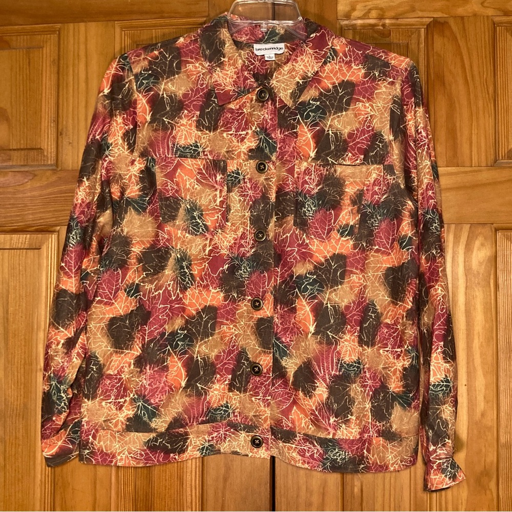 NWOT Breckenridge Vintage 90s Top Long Sleeve Blouse Red Brown Size L Large